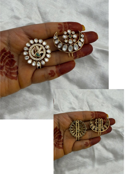 Uncut diamond peacock Sun moon hair accessory design 6