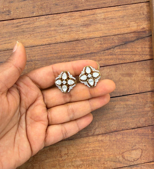 Four stone flower Moissanite earrings
