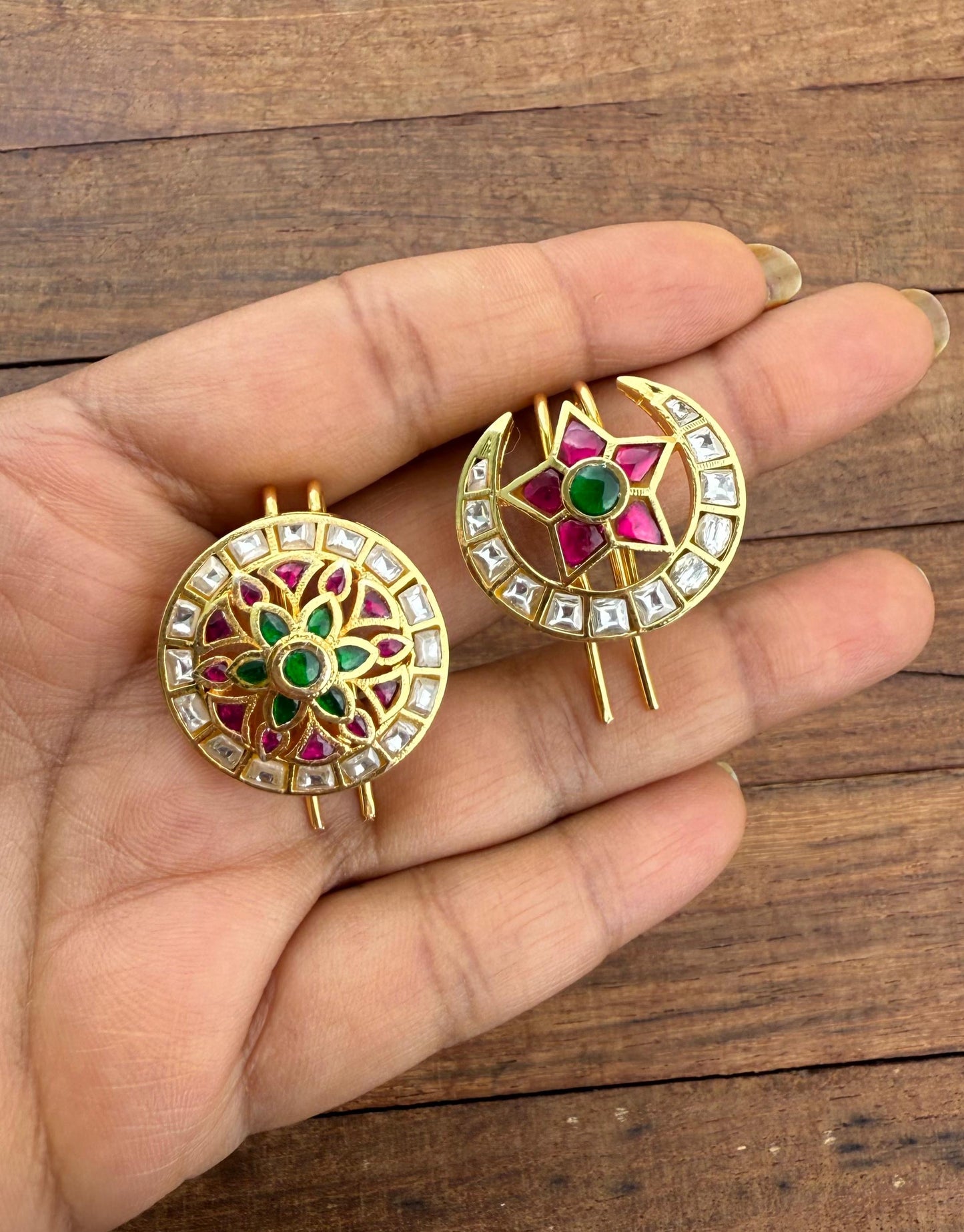 Sun moon real kundan hair accessory 3( suryudu chandrudu)