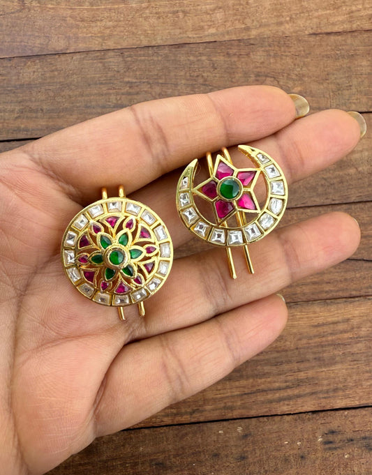 Sun moon real kundan hair accessory 3( suryudu chandrudu)