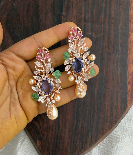 Partywear rosegold purple pumpkin earrings