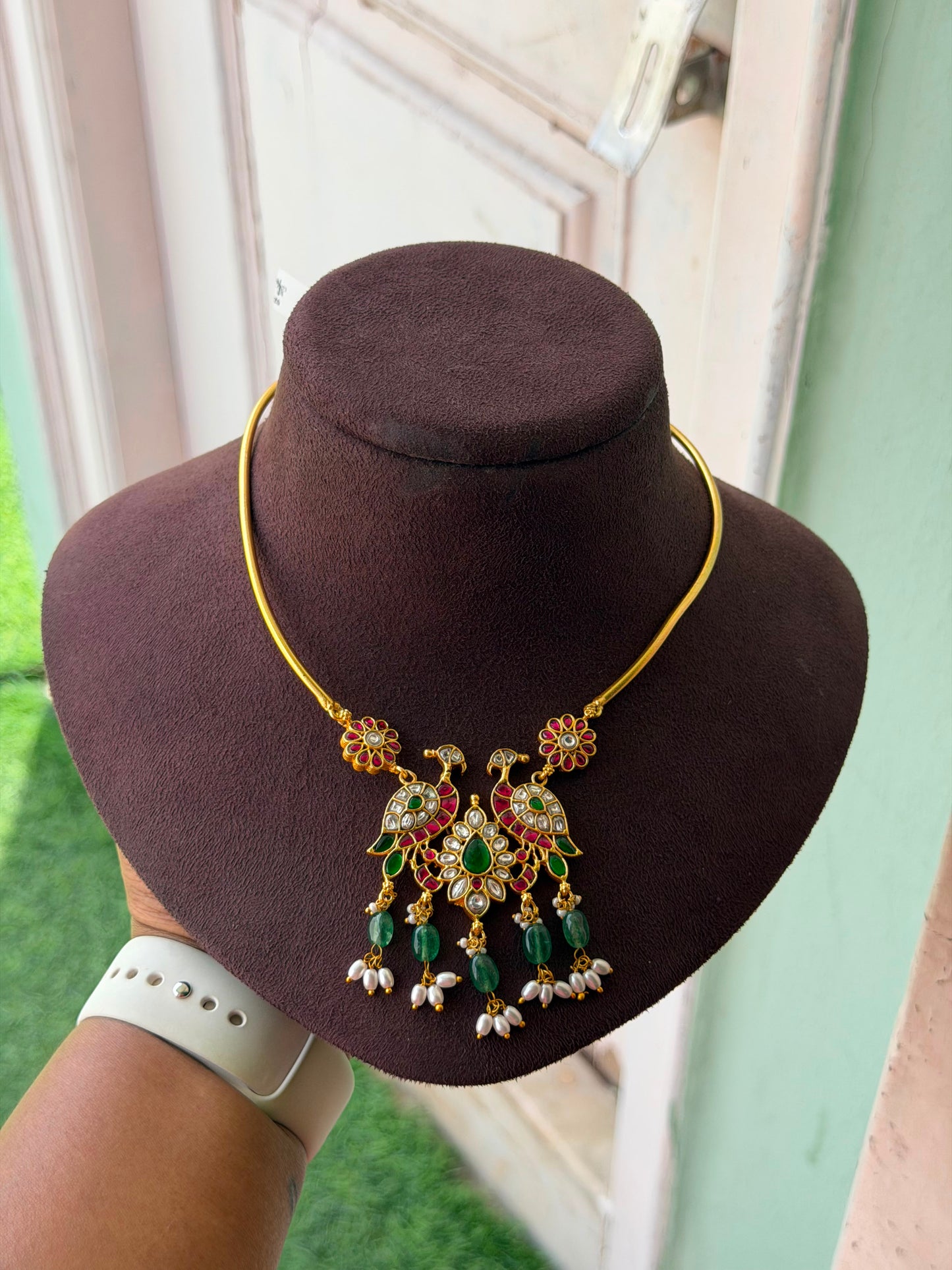 Dual Peacock real kundan kante Necklace