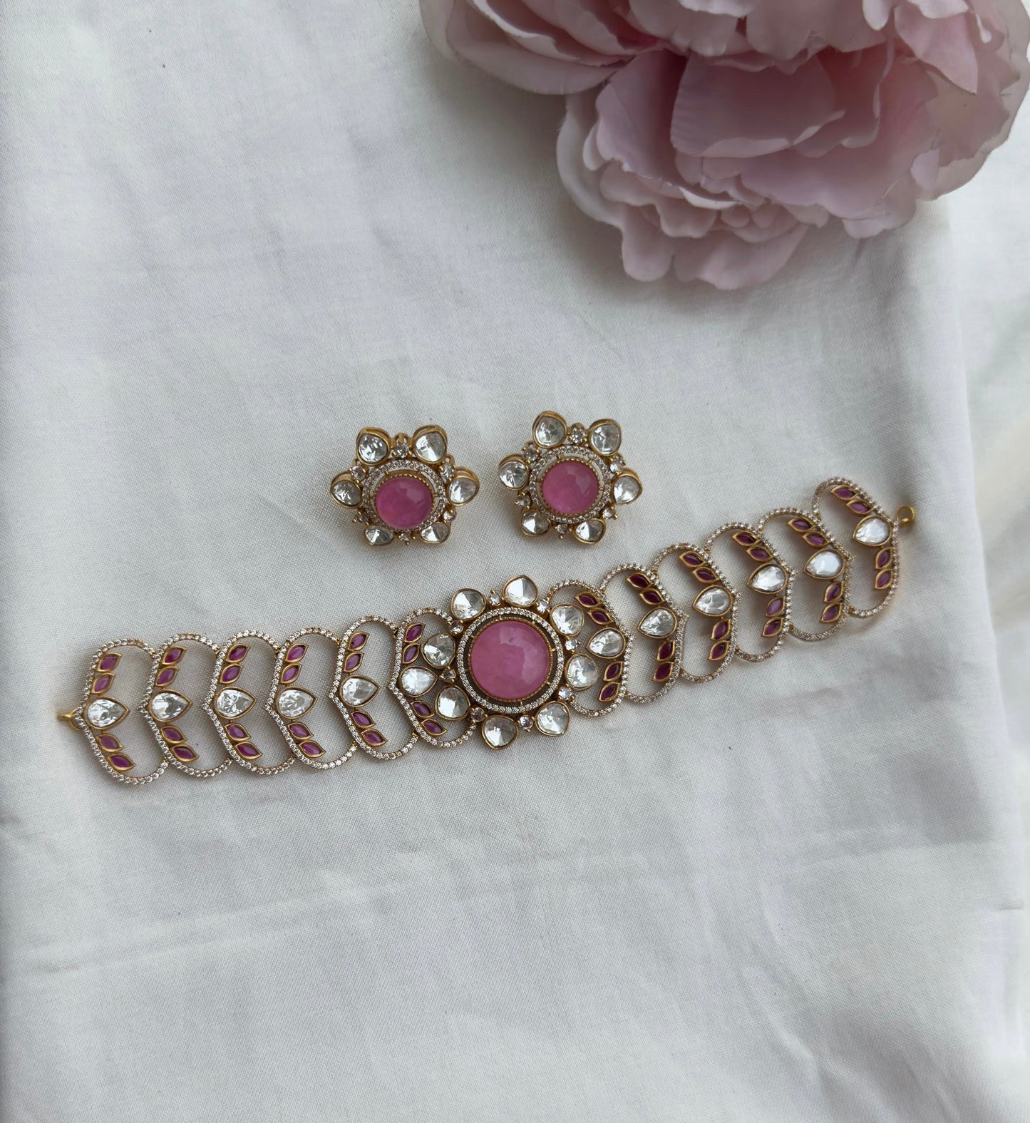 Designer Doublet moissanite choker with studs
