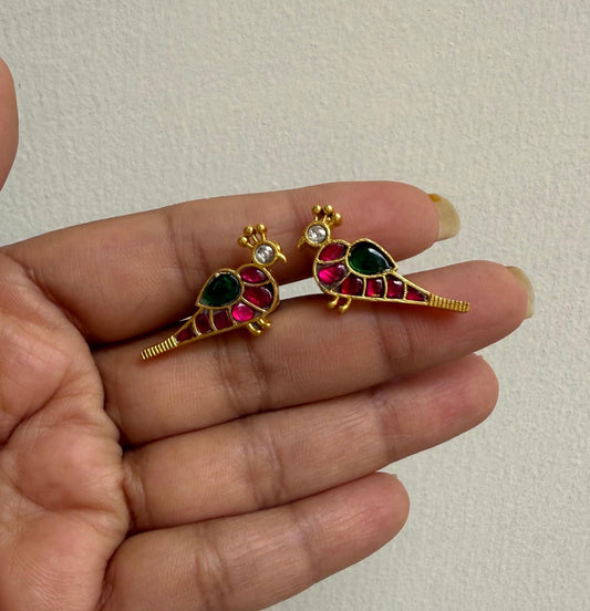 Parrot real kundan studs