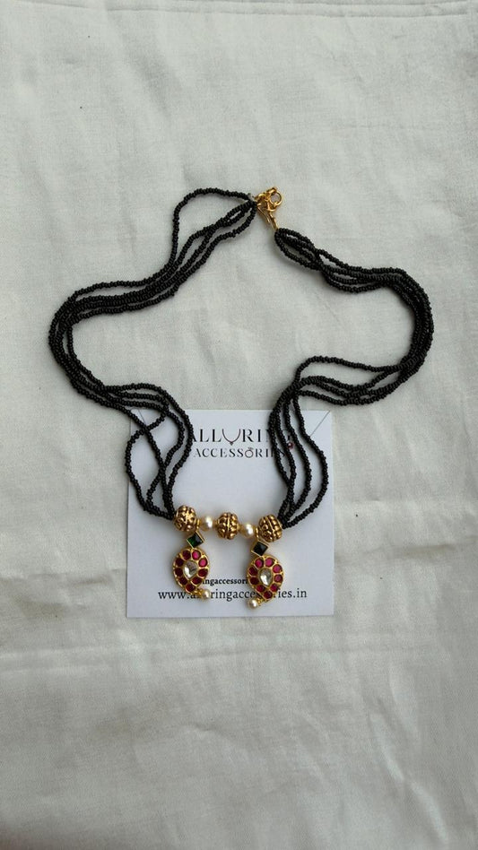 Dual Mango black beads malla