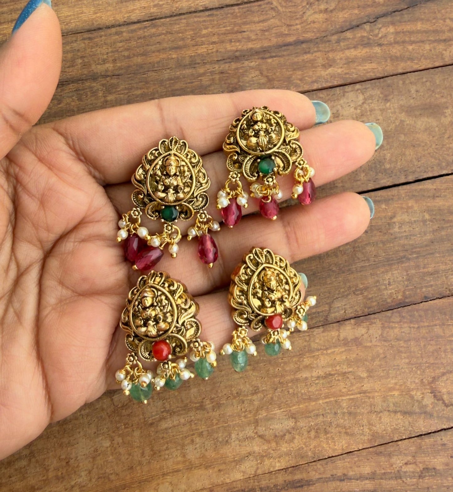 Lashmi devi pearl shape antique studs 5