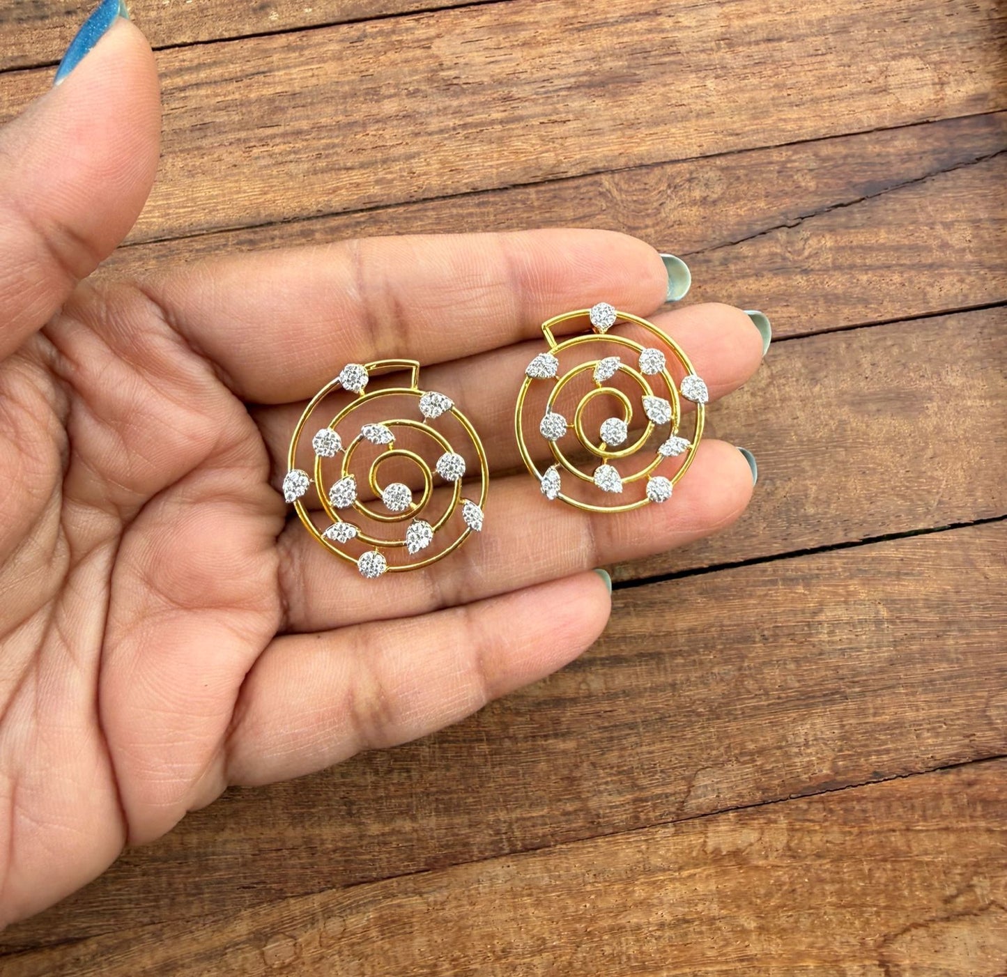 Swirl indo western diamond studs