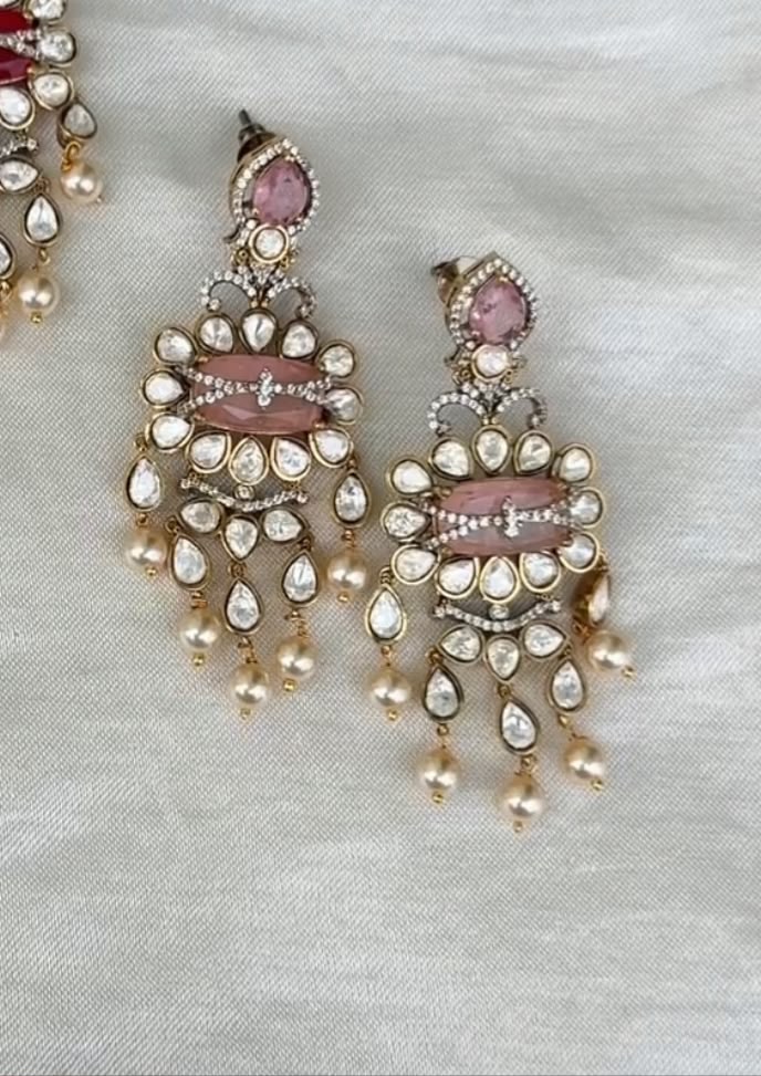 Stylish designer polki doublet stone statement earrings design3