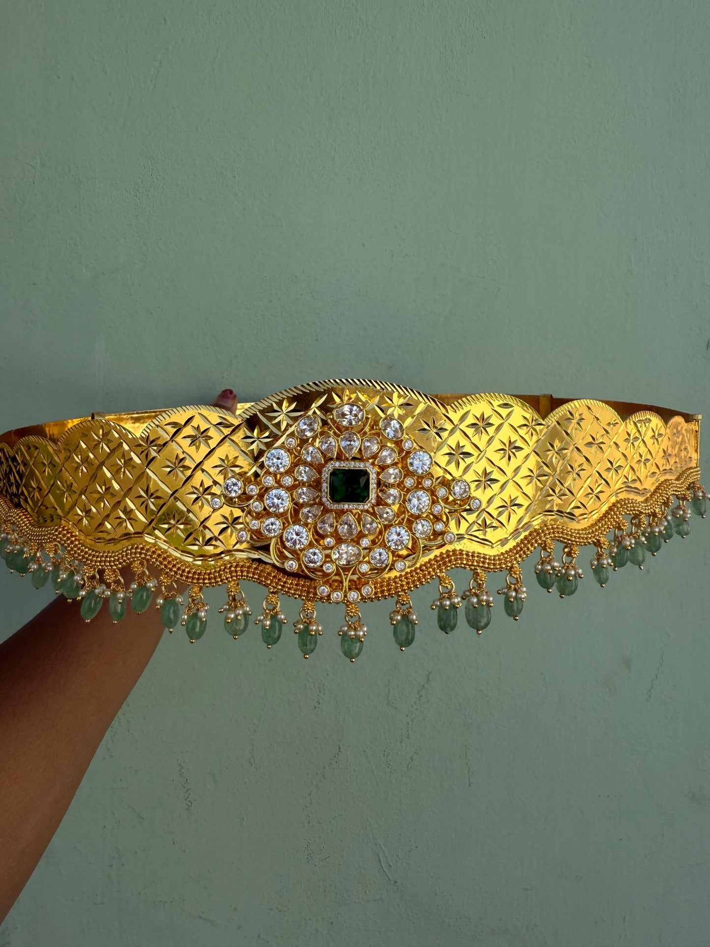 Moissanite locket engraved hipbelt