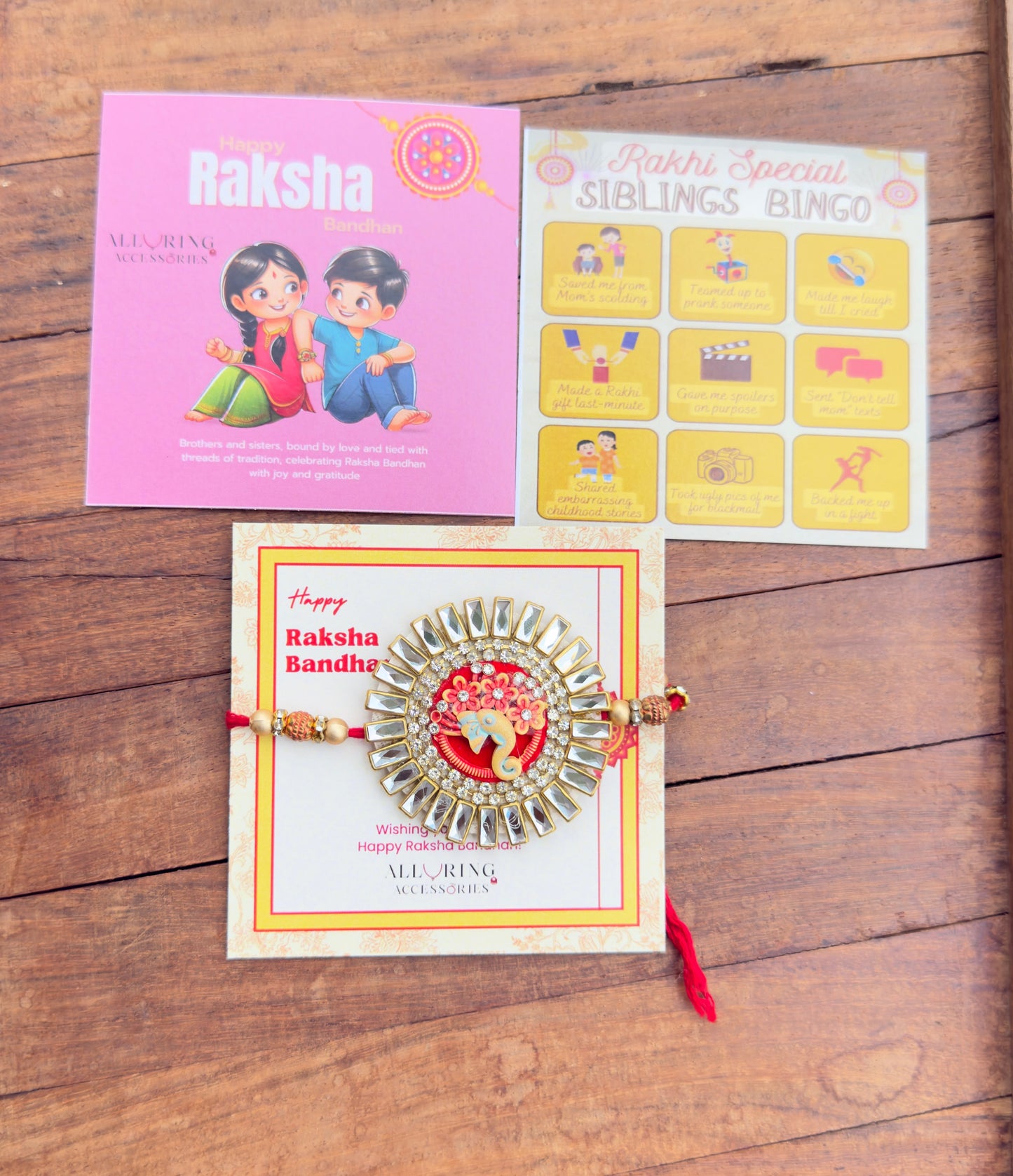 Big size flower Ganesh kundan rakhi