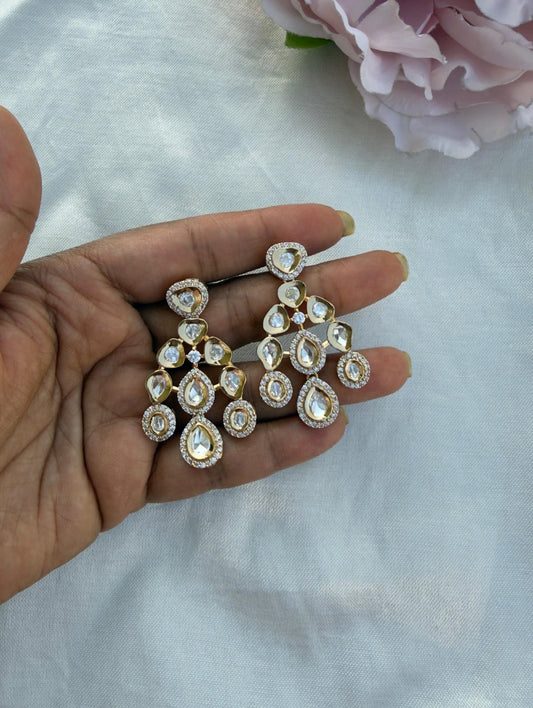 Statement polki 999 danglers earrings