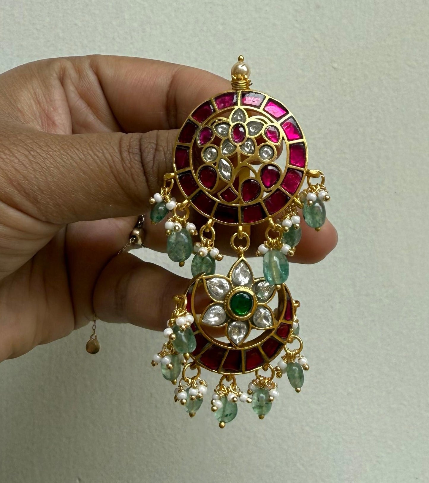 3 in 1 Detachable locket heavy real kundan jalebi necklace