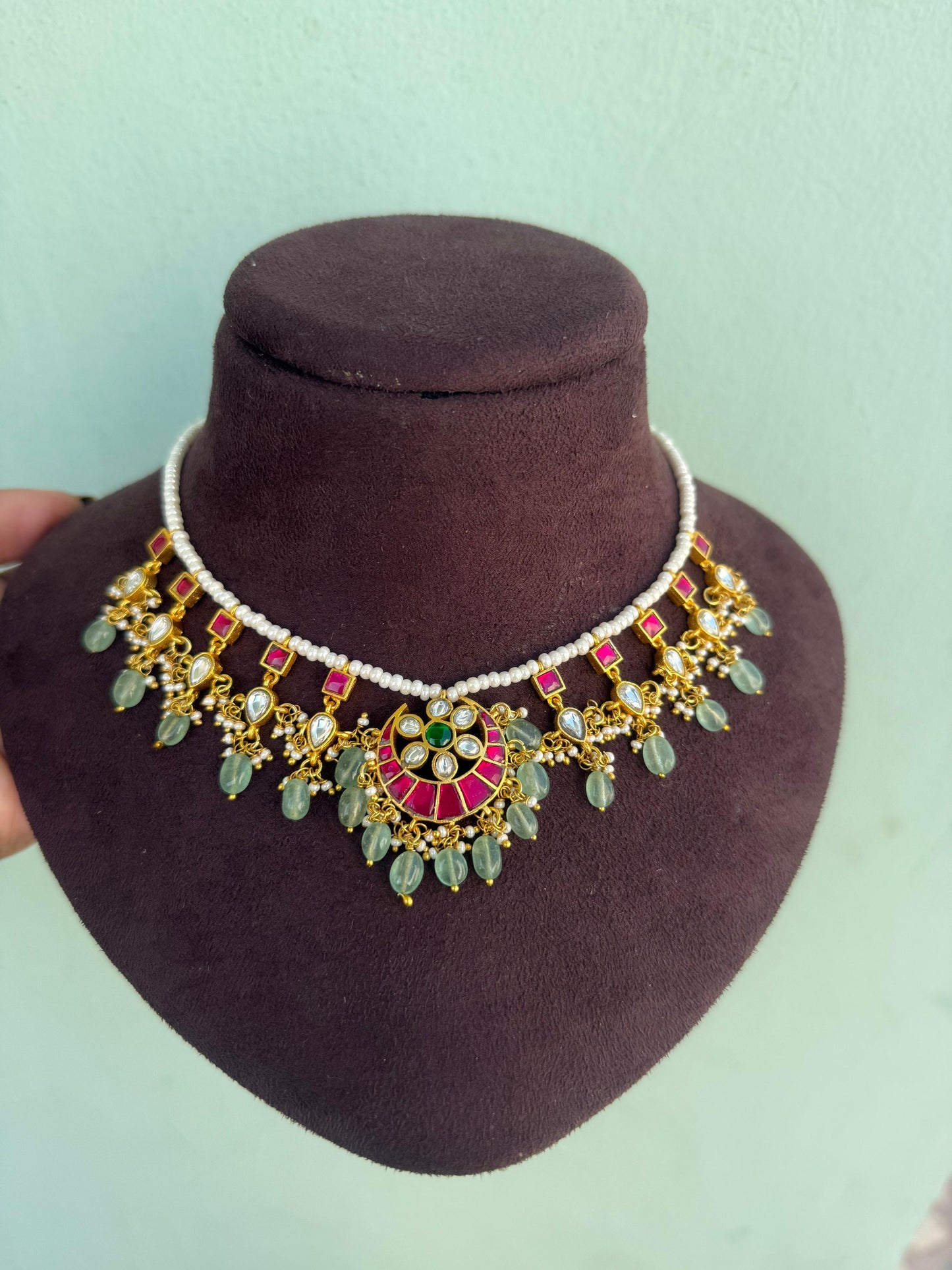 Chandbali real kundan pearl necklace 5