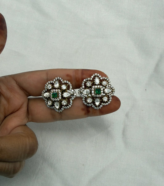 Dailywear victorian ruby green floral studs/earrings