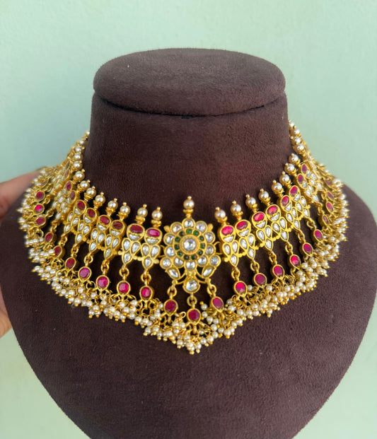 Heavy grandeur guttapusalu real kundan necklace
