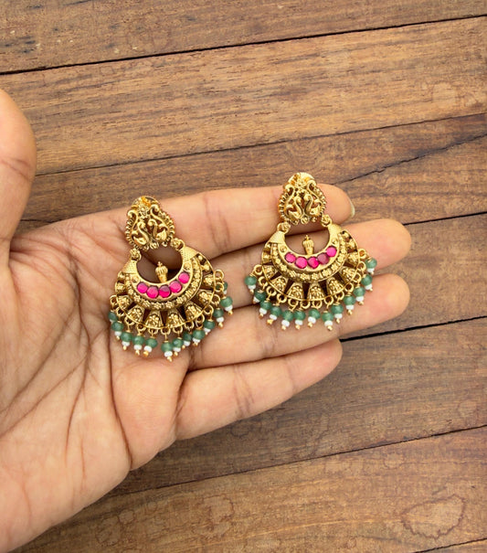 Dual swan five real kundan chandbalis