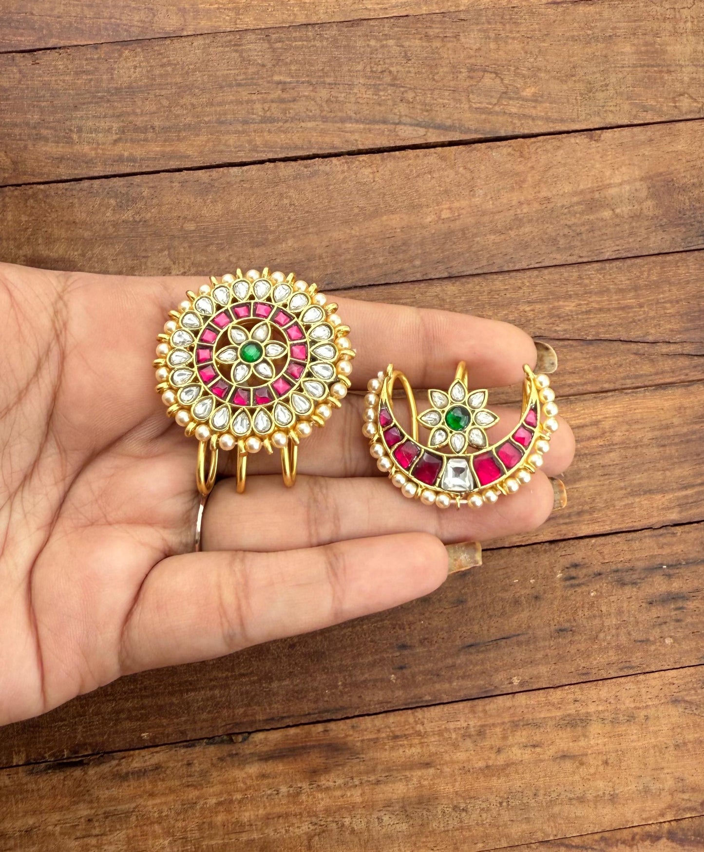 Sun moon real kundan hair accessory 4(suryudu chandrudu)