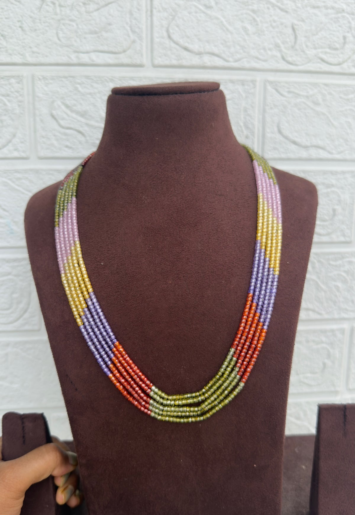 Pastel multi coloured cz crystal beads mala