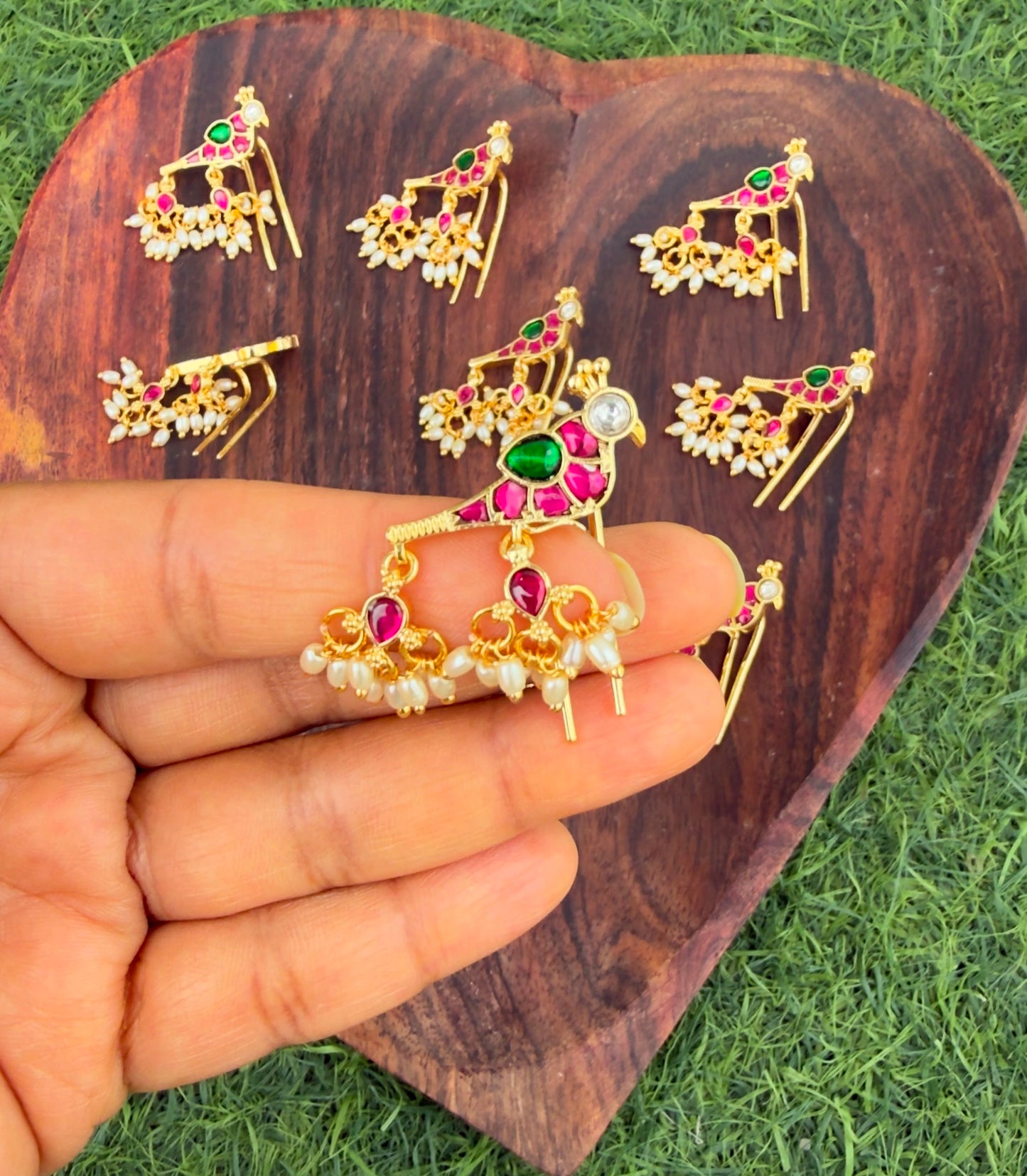 Parrot real kundan hair accessory