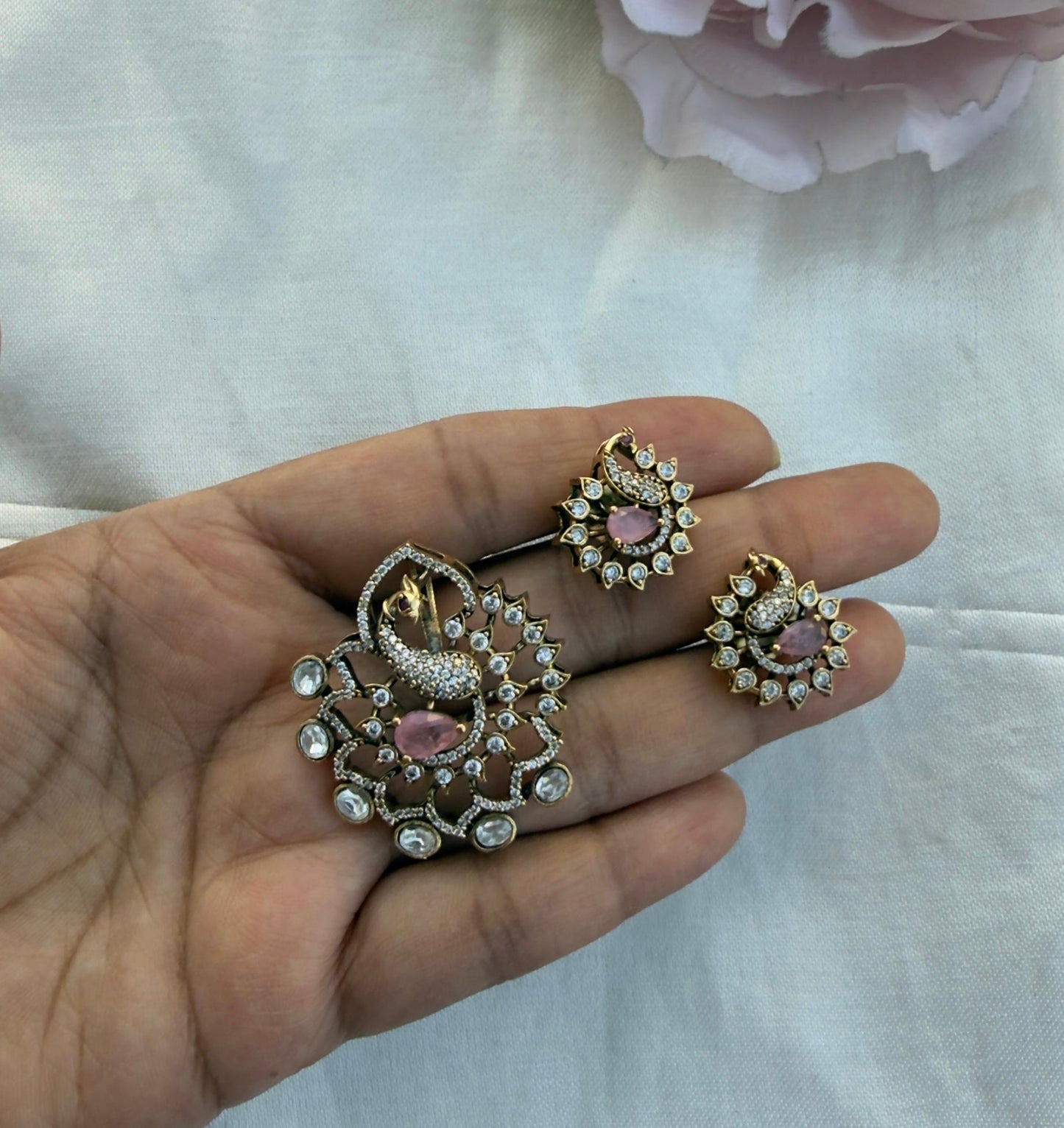 Peacock cute victorian locket combo