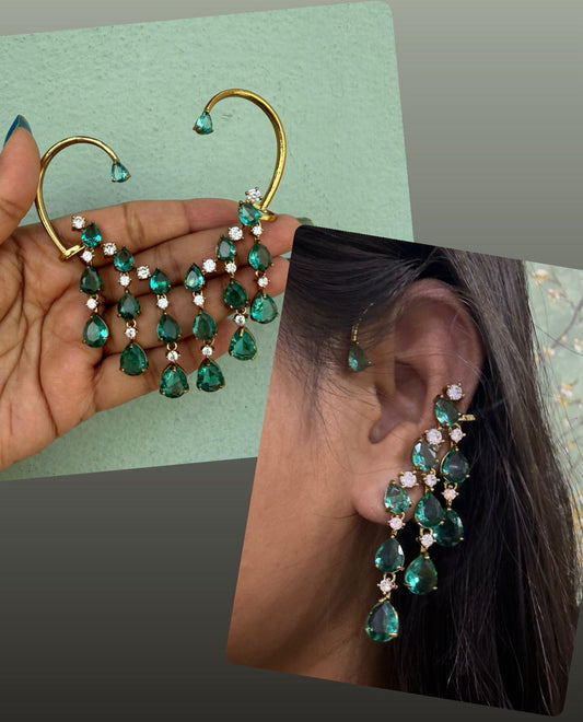 Green stylish zircon  earcuffs