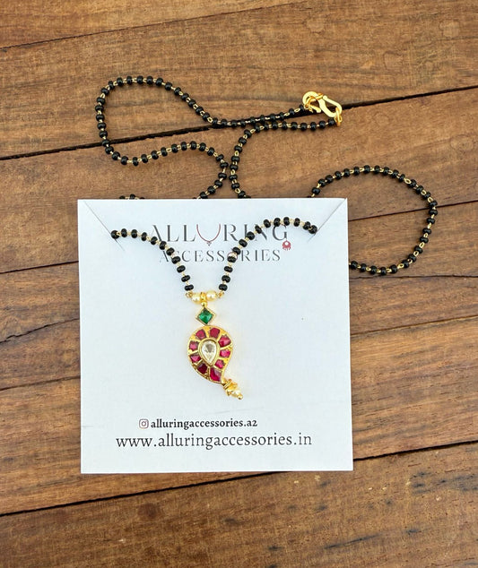 Mango real Kundan black beads necklace