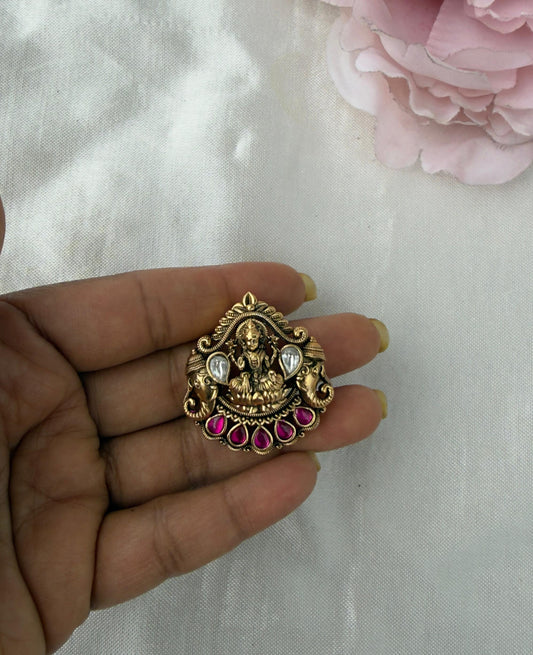 Real kundan lakshmi devi elephant locket