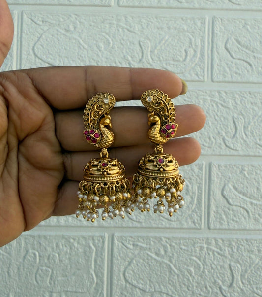 Peacock real kundan 999 affordable jhumkas