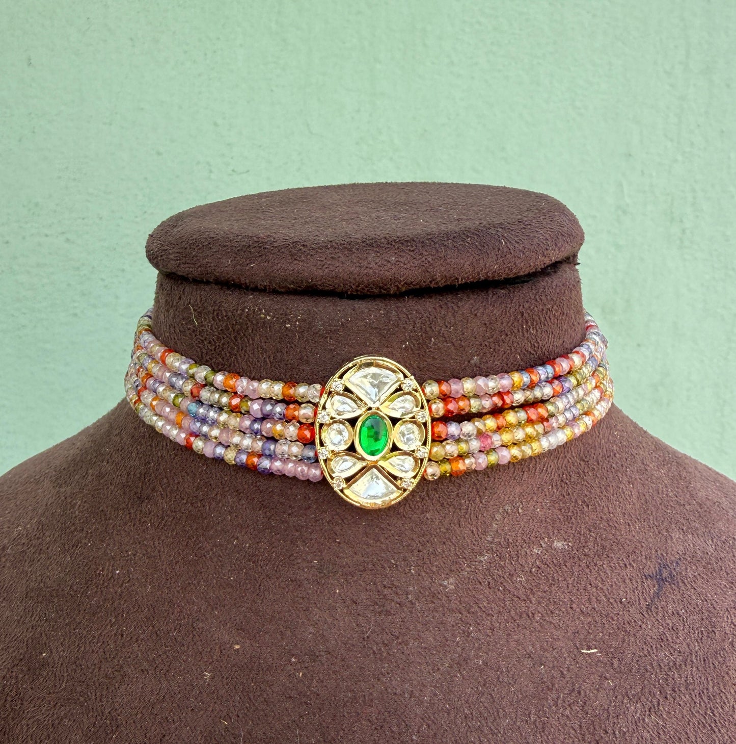 Pastel cz stone multi choker