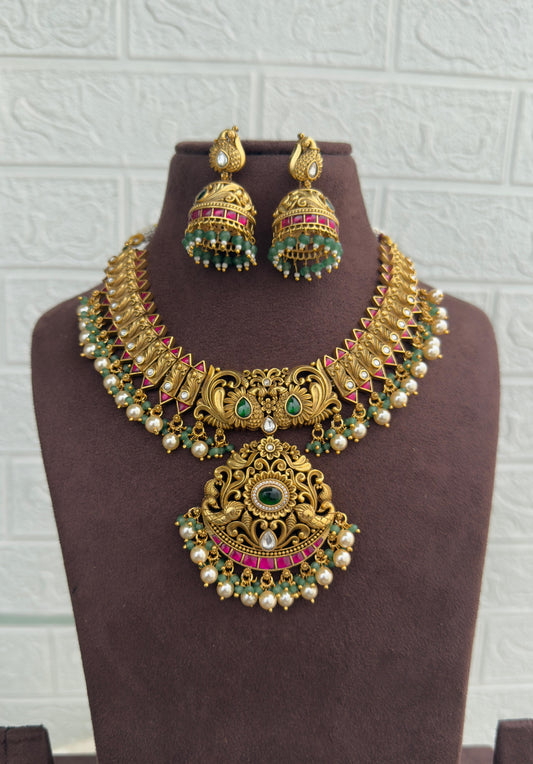 Royal look maharani peacock necklace with earrings