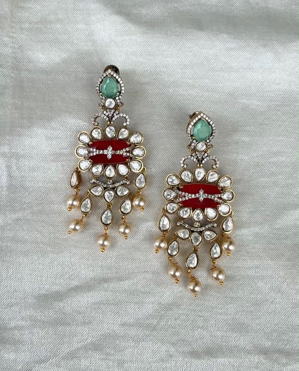 Stylish designer polki doublet stone statement earrings design3