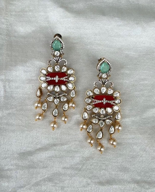 Stylish designer polki doublet stone statement earrings design3