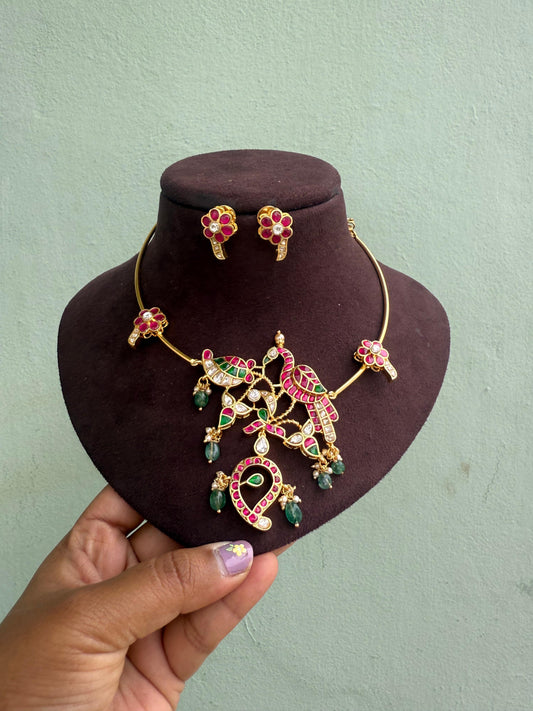 Designer kante real kundan mango necklace necklace with studs
