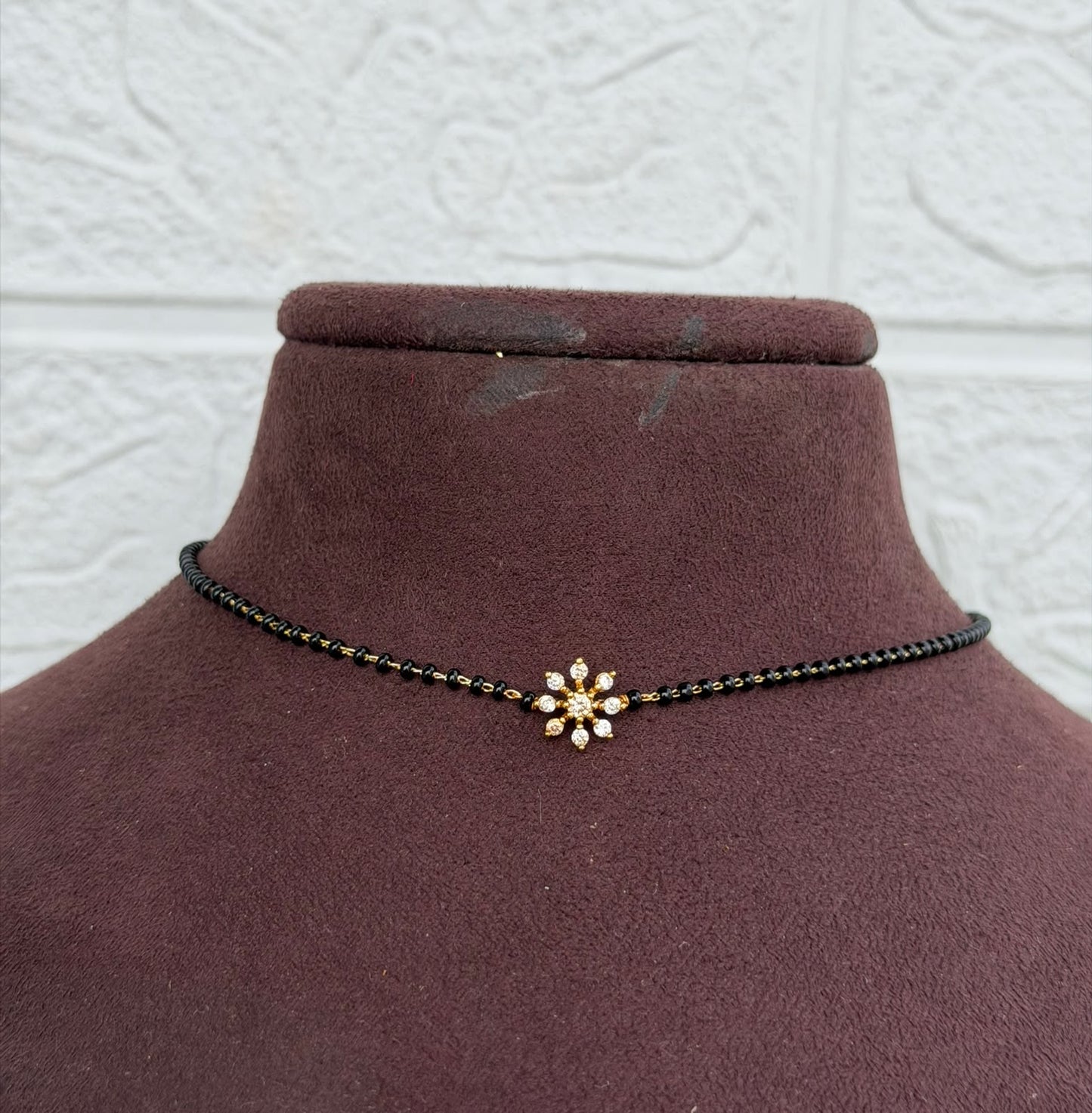 Rashmika mandanna inspired flower black beads choker