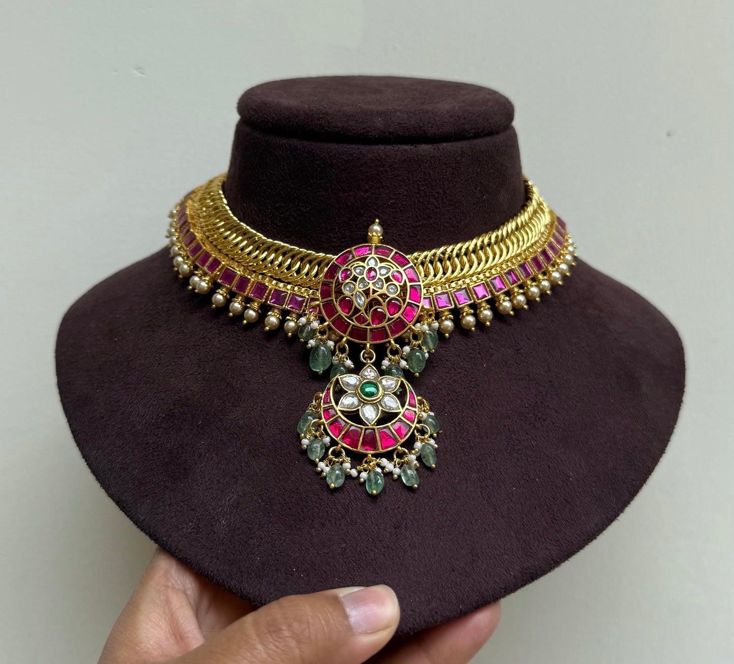 3 in 1 Detachable locket heavy real kundan jalebi necklace