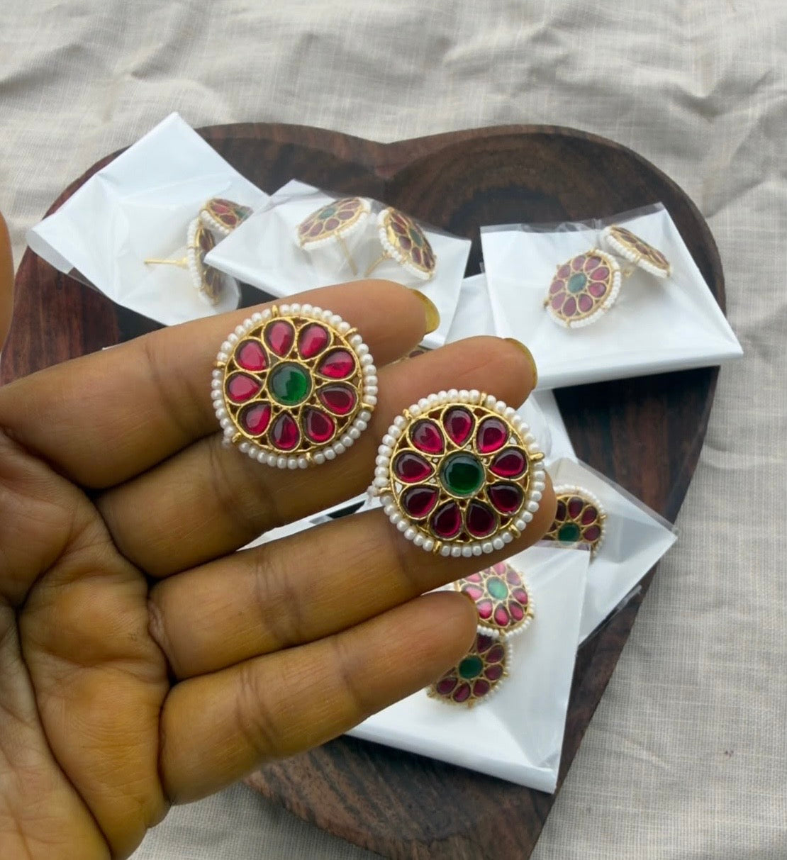 Every age preferred real kundan pearl studs