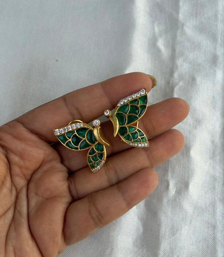 Real kundan unique butterfly studs