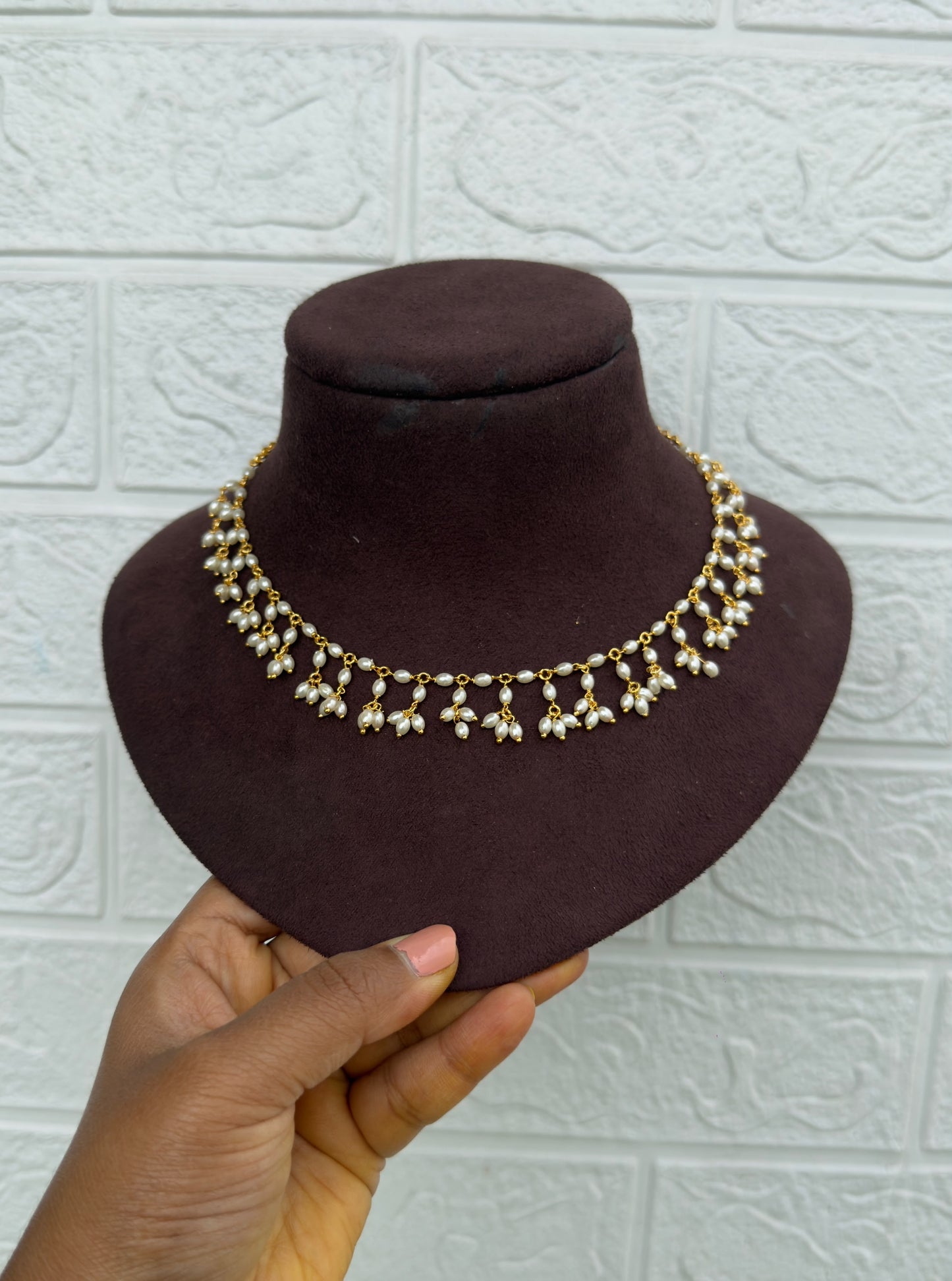 Full of rice pearls kids and Adult friendly necklace