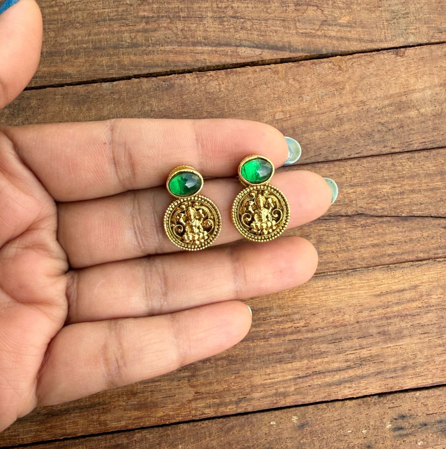 Lakshmi devi kasu earrings With invisible chain