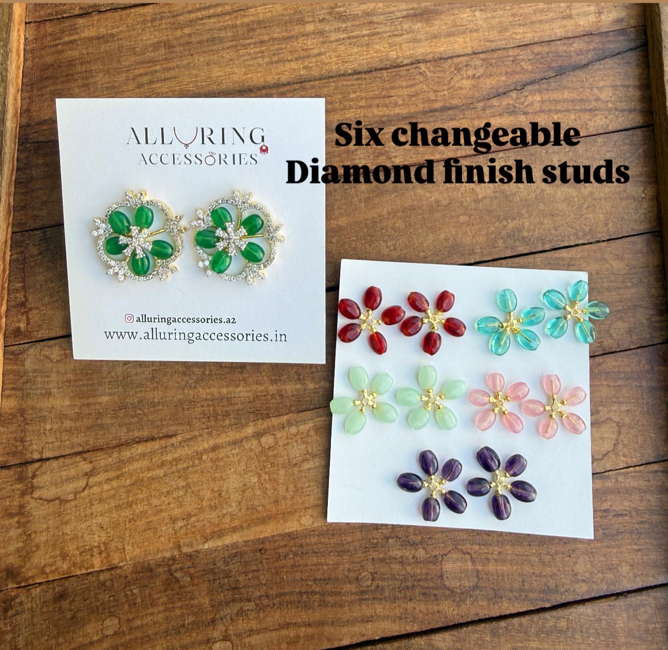 3 in 1 and Six changeable diamond finish studs