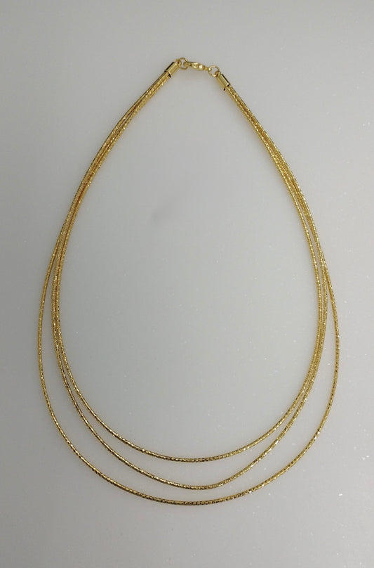 Three line plain gold layered italian chain