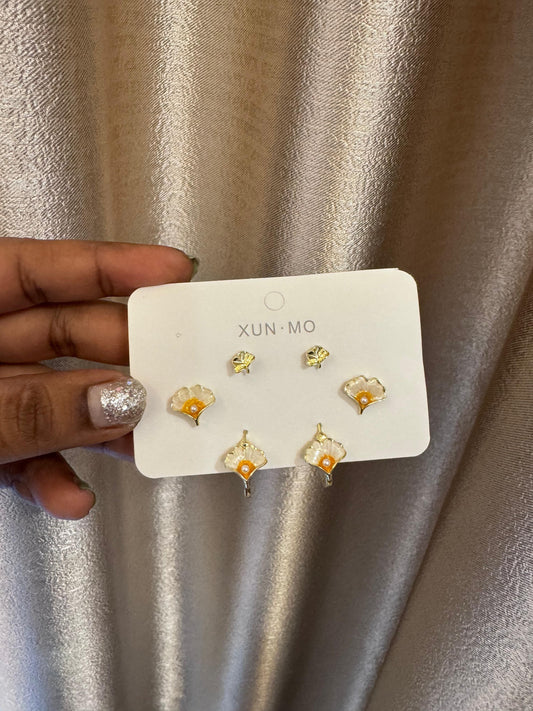 Sterling silver ginkgo leaf three pack