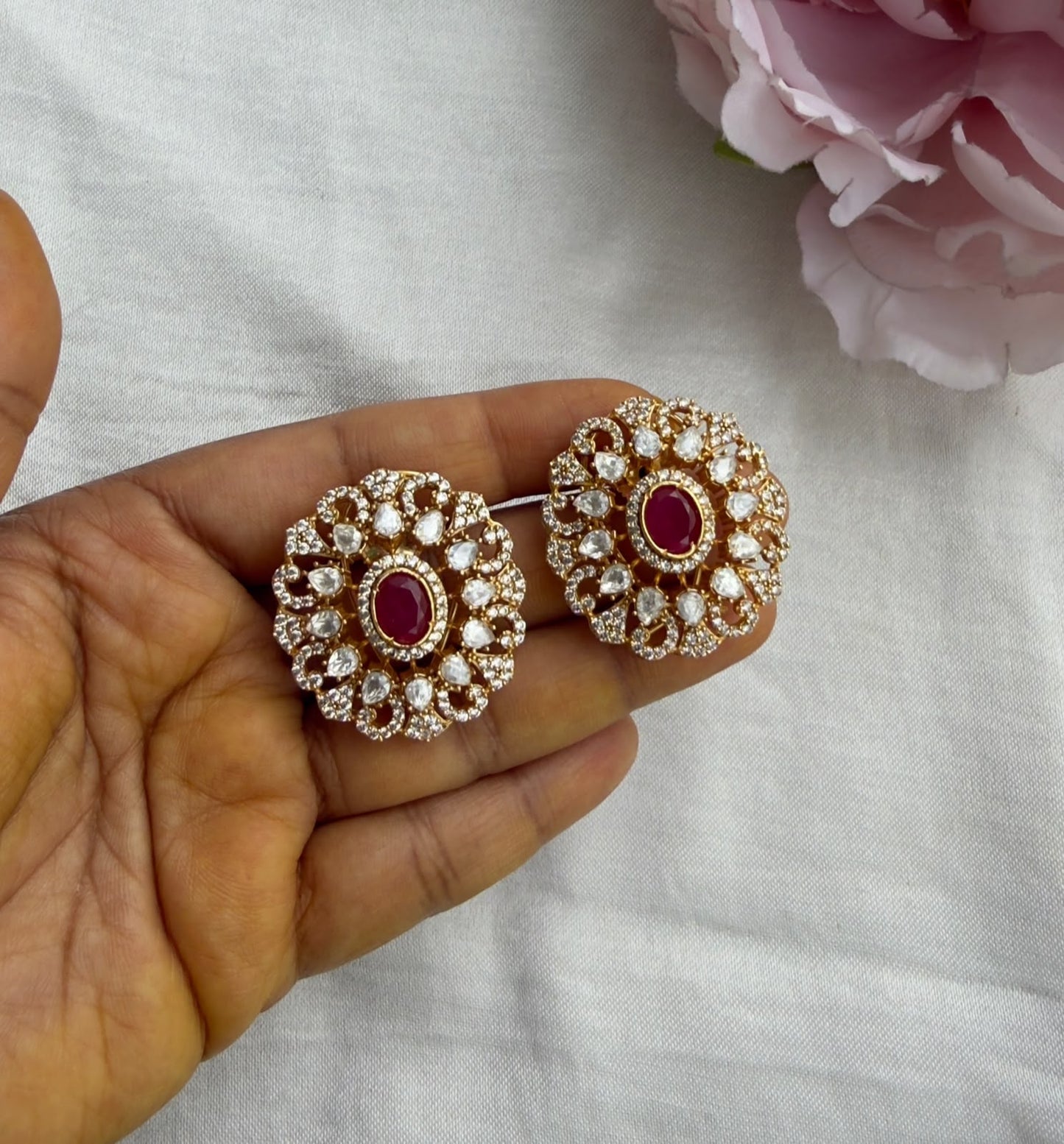 Oval stone big sized moissanite earrings