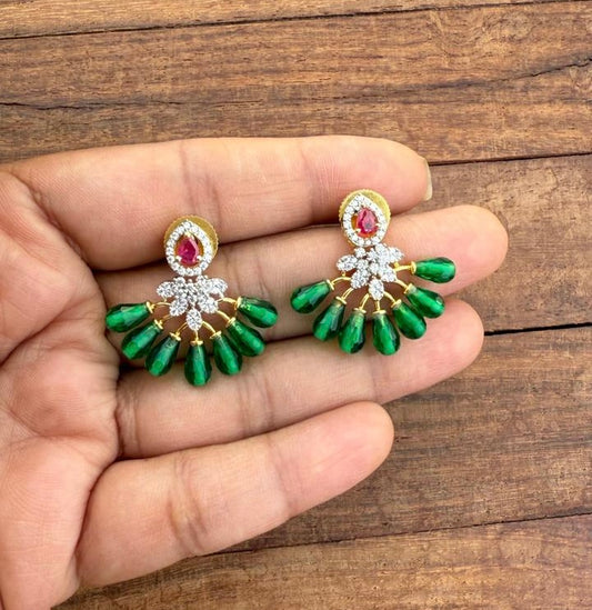 Emerald blossom drop earrings