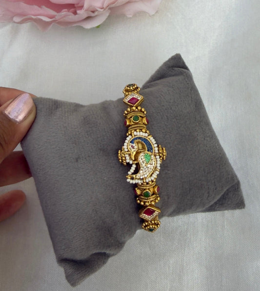 Peacock real kundan Openable antique kada/bracelet