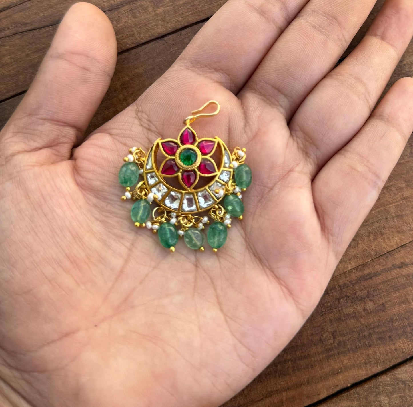 Real kundan chandbali mangteeka 750