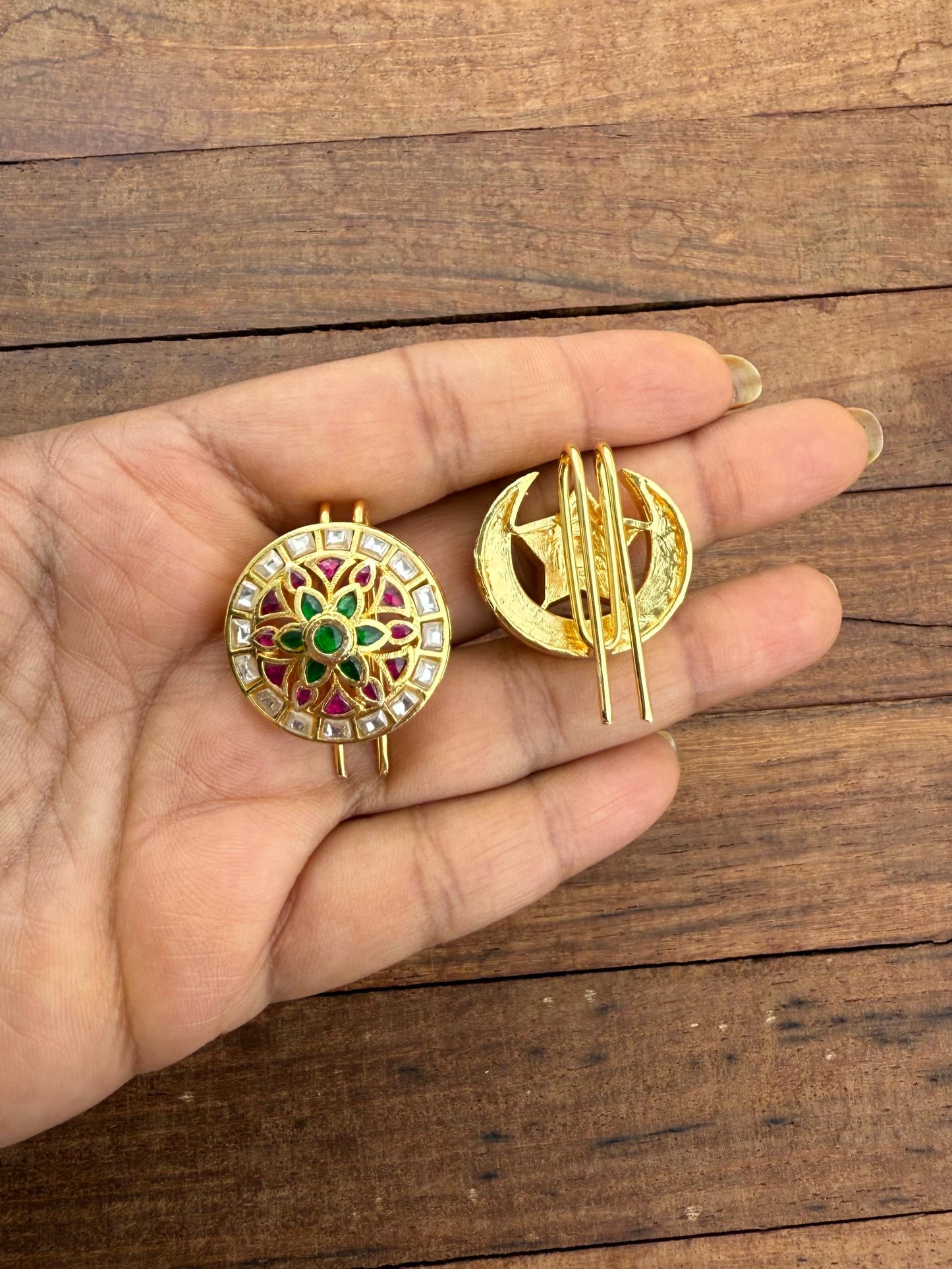 Sun moon real kundan hair accessory 3( suryudu chandrudu)