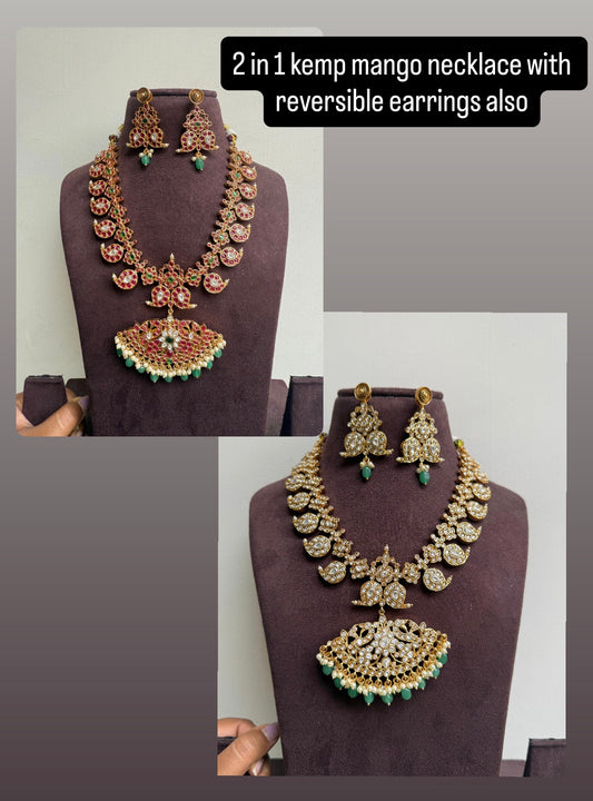 2 in 1 reversible kemp mango necklace with earrings