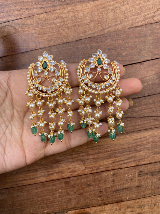 Pearl hanging chandbali earrings 6