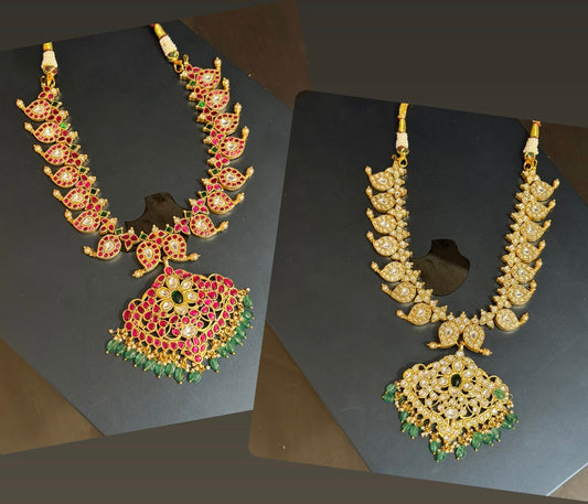 Short 2 in 1 real mango kundan jadau necklace